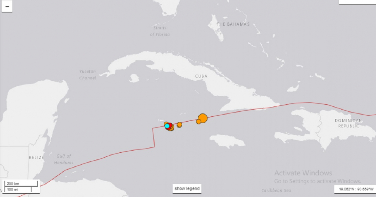 Réplicas del sismo de 7.7 grados en el Mar Caribe © USGS / Captura de pantalla