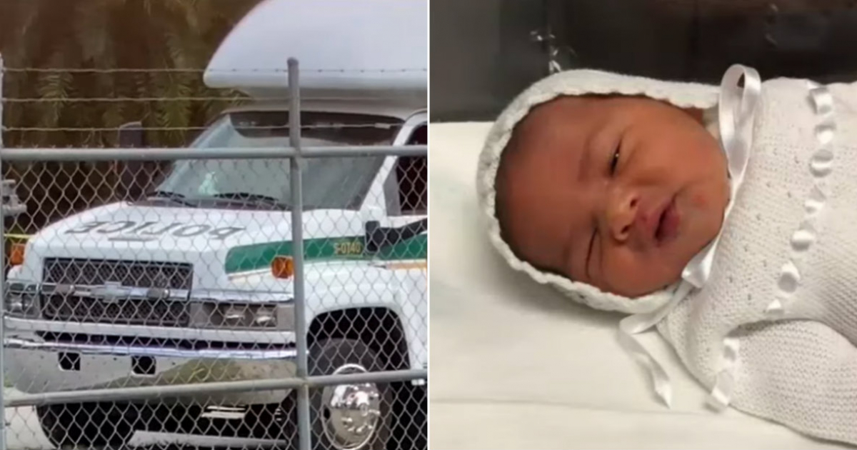 Camioneta de la policía (i) y Andrew Caballeiro, el bebé desaparecido (d) © Collage YouTube/screenshot