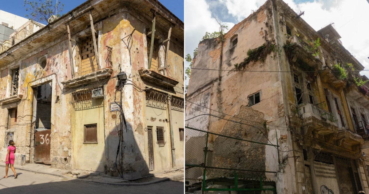 Edificio en ruina en la calle Bernaza y edificio en calle Inquisidor y Sol © CiberCuba