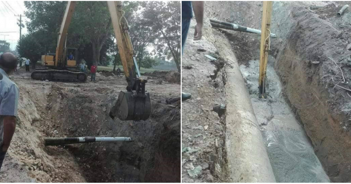 Trabajos de reparación de Aguas de La Habana © Twitter / @TribunaHabana