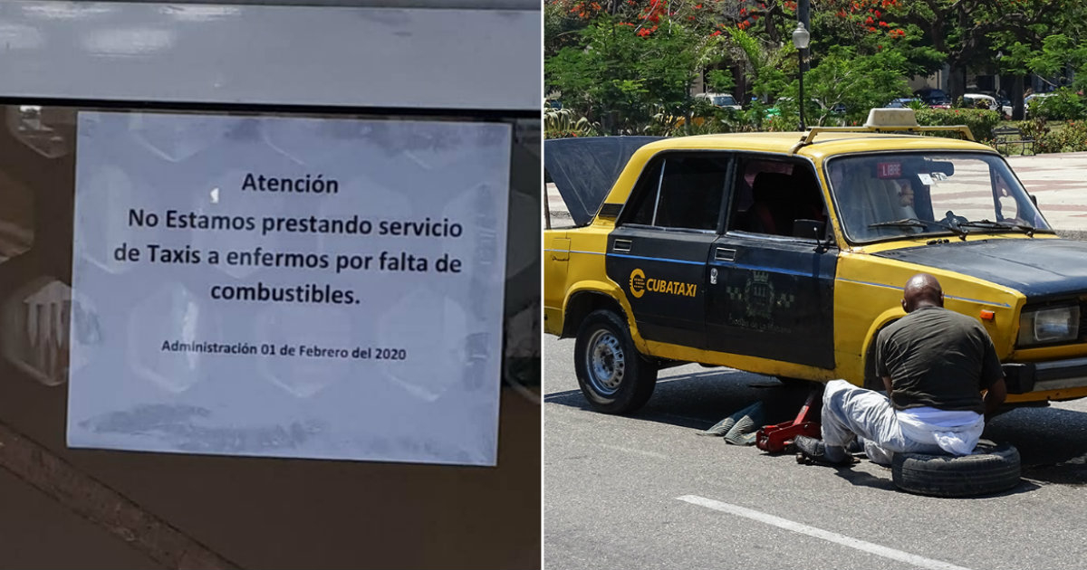 Cartel de un hospital en el que se avisa que no habrá taxis para enfermos © Facebook / Yorsikelin Sanchez Perdigon / CiberCuba 