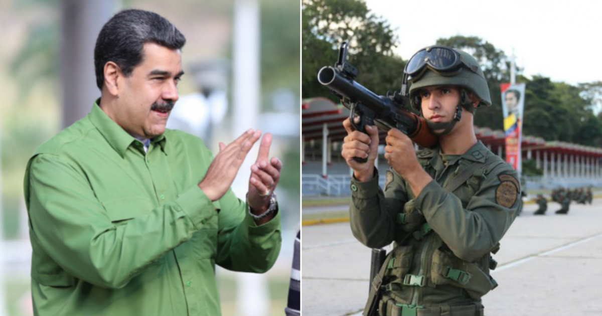 Nicolás Maduro (i) y Joven militar (d) © Collage Twitter/Nicolás Maduro- Twitter/FANB