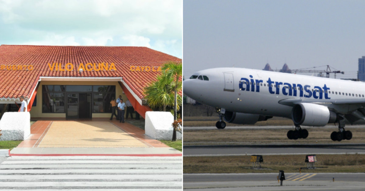 Aeropuerto de Cayo Largo del Sur y avión de Air Transat © Facebook / Aeropuerto Internacional Juan Gualberto Gómez Ferrer / Wikimedia Commons