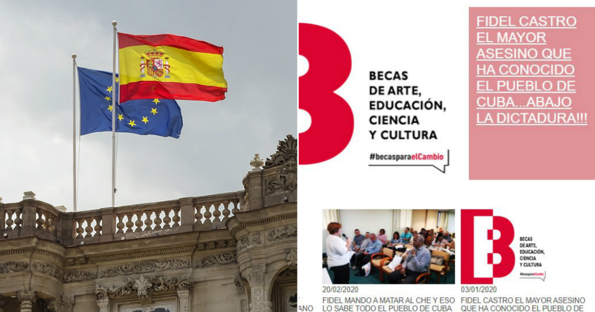 Banderas de España y Cuba y mensajes tras el ataque cibernético © CiberCuba / web Embajada de España en Cuba