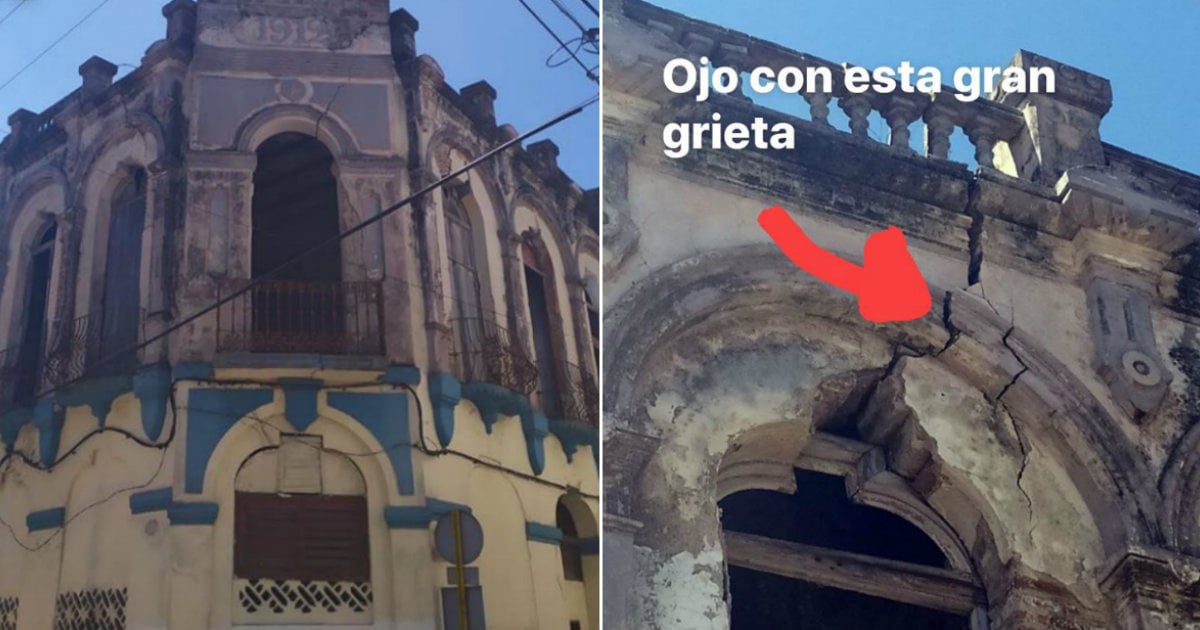 Grietas en un edificio de Camagüey © Facebook / Ileana Sánchez Hing