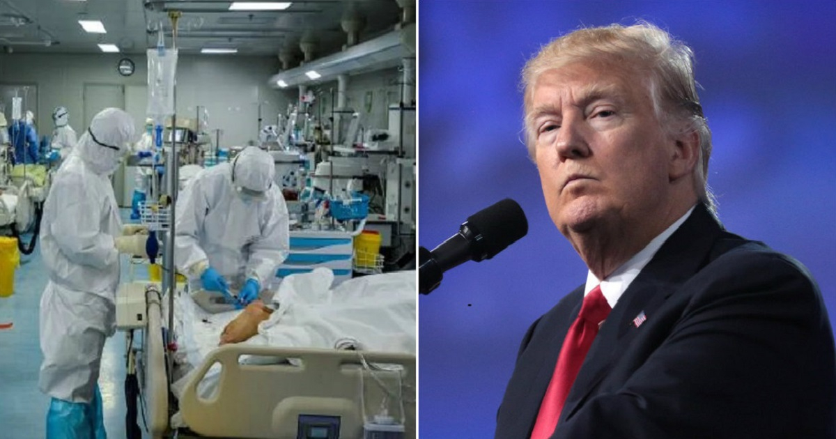 Centro de pacientes con coronavirus y Donald Trump © Collage Twitter/El Universo/Donald Trump