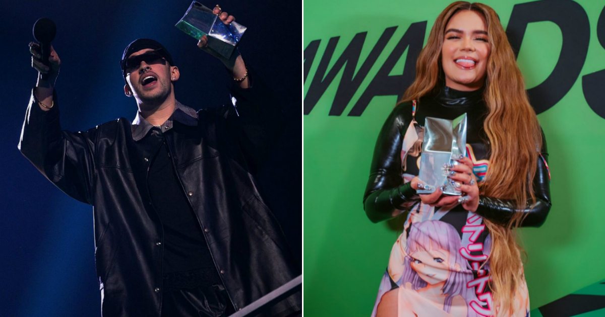 Bad Bunny y Karol G en los Spotify Awards 2020 © Instagram / Spotify México, Karol G
