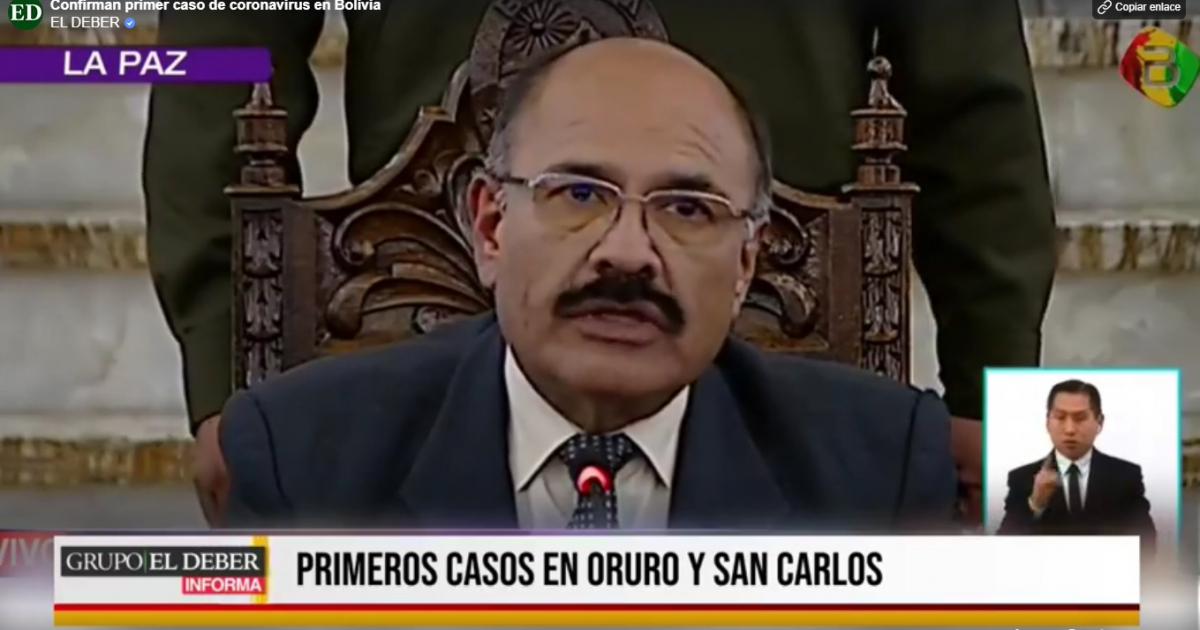 Ministro de Salud Pública de Bolivia, doctor Aníbal Cruz © Captura de video