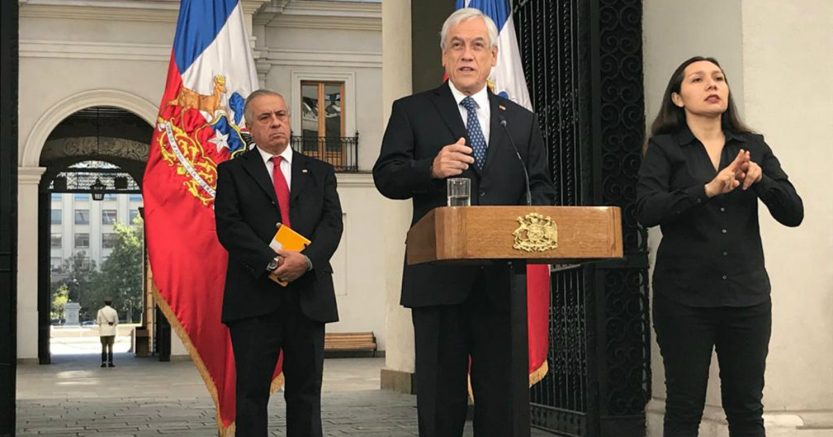 El presidente de Chile, Sebastián Piñera, en rueda de prensa © Twitter/Ministerio de Salud