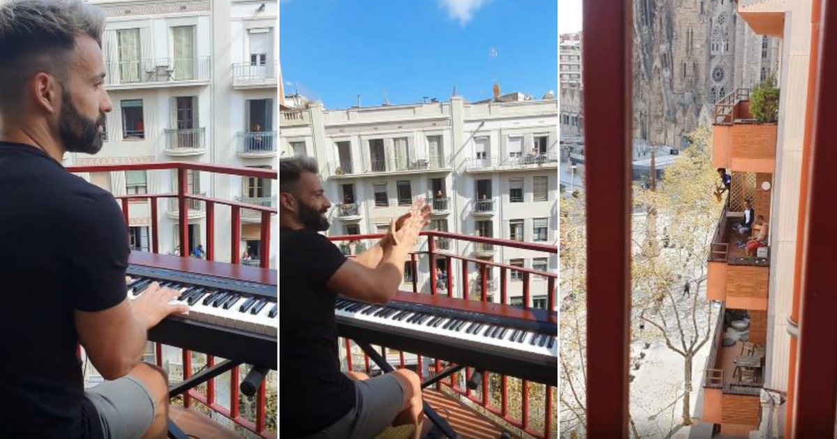 Dos músicos amenizan la cuarentena con un concierto desde sus balcones © Instagram / Román Santana