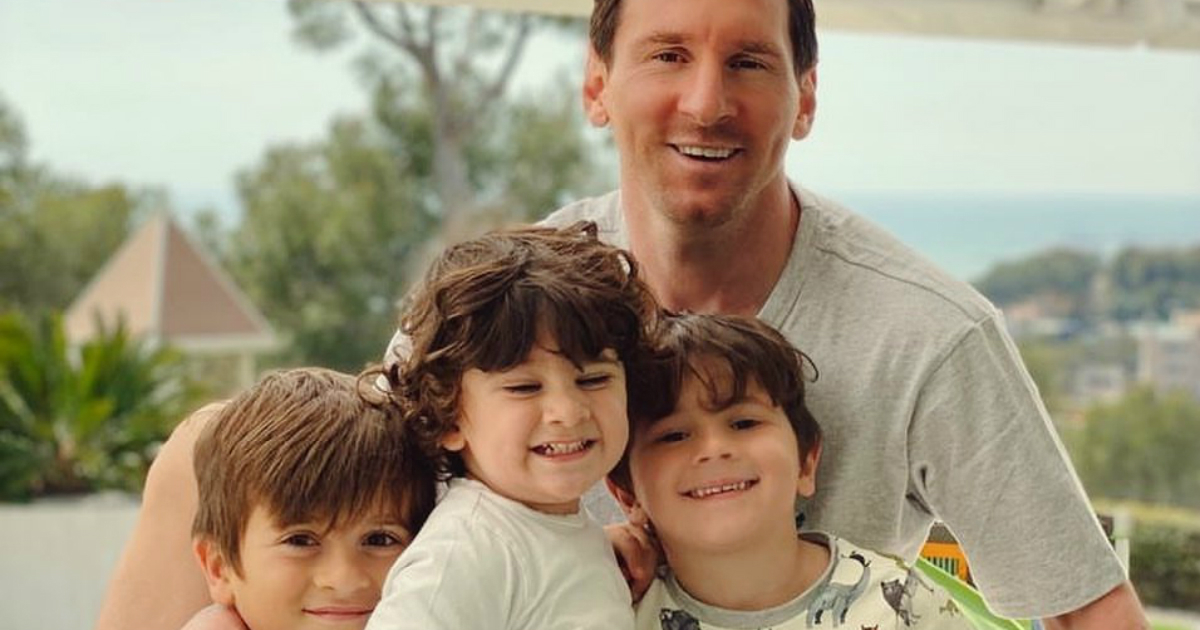 Leo Messi con sus hijos © Instagram / Antonella Roccuzzo