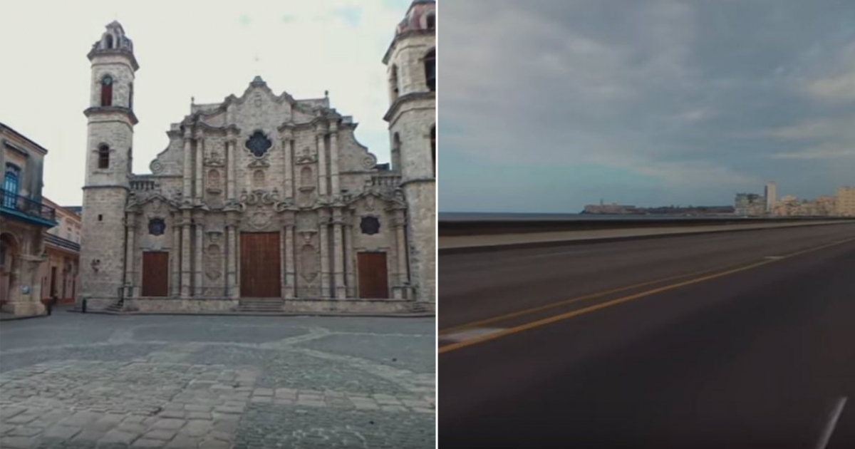 La Plaza de la Catedral (i) y Malecón de La Habana (d) © Collage YouTube/screenshot
