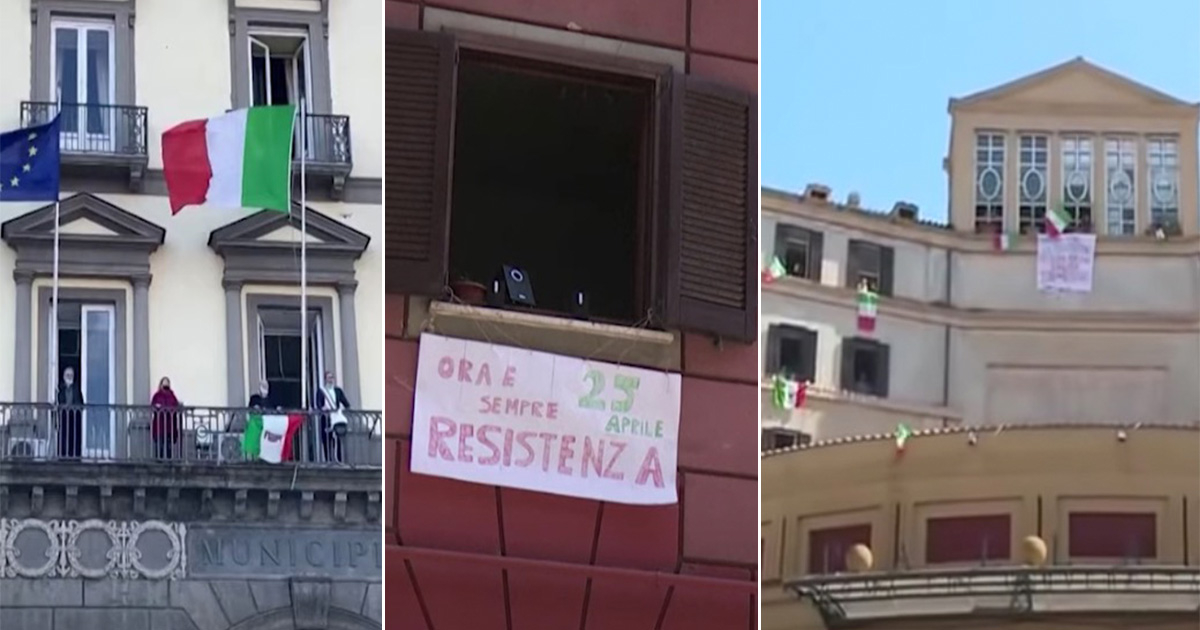 Italianos festejando el Día de la Liberación © Captura de YouTube 