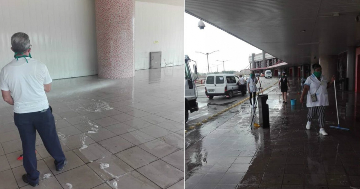 Trabajos de desinfección en el Aeropuerto Internacional José Martí © Facebook / Aeropuerto Internacional José Martí