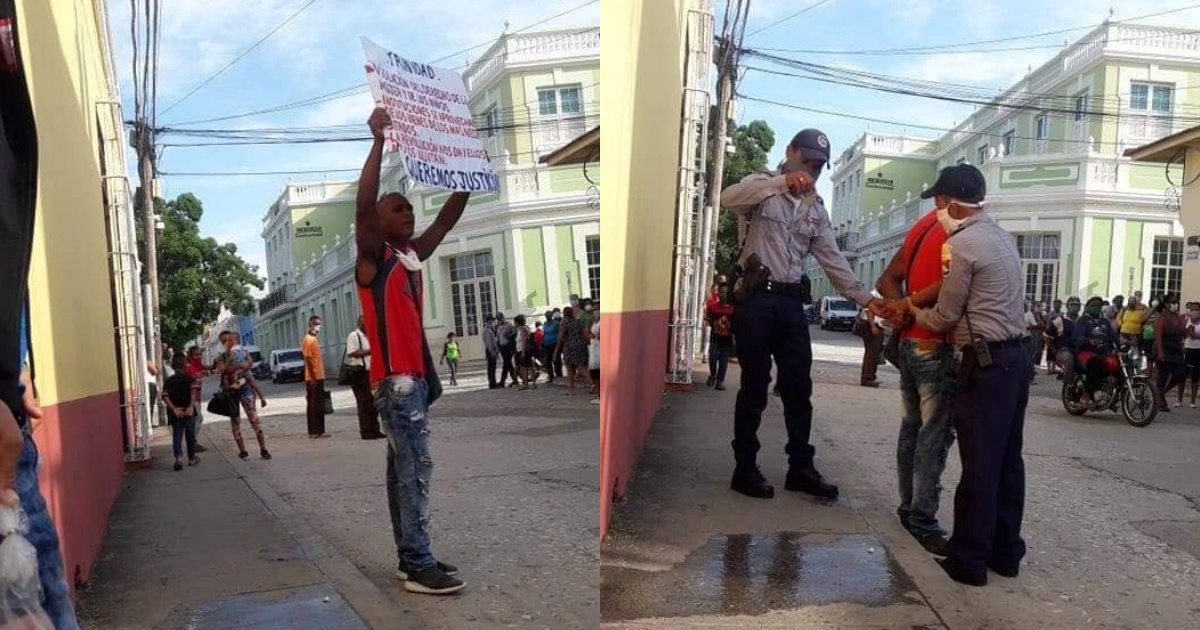 El hombre es arrestado cuando protestaba © Salsason Danzaria/Facebook