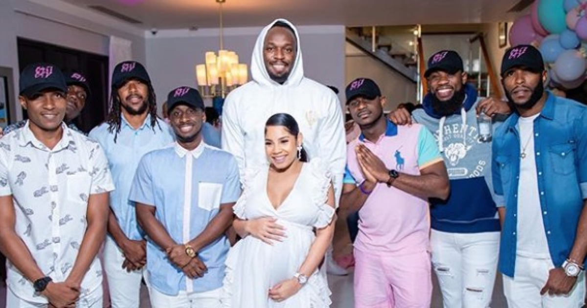 Usain Bolt junto a su pareja y amigos durante el baby shower de su bebé © Instagram del deportista