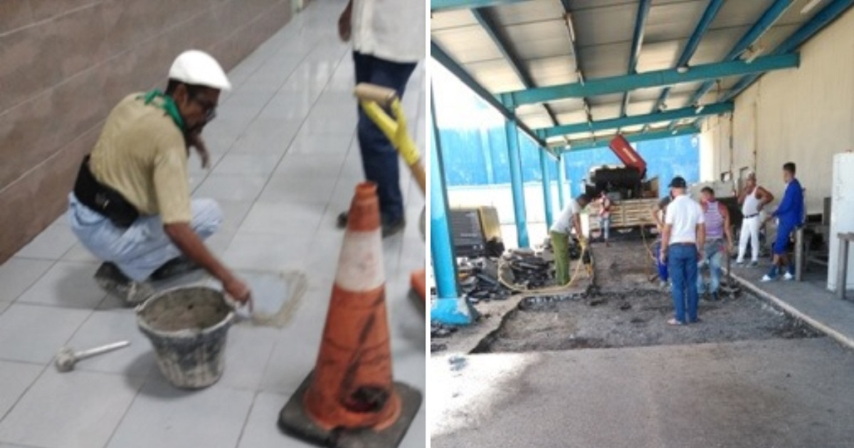 Trabajos de reparación en aeropuerto internacional de La Habana. © Facebook / Aeropuerto Internacional José Martí