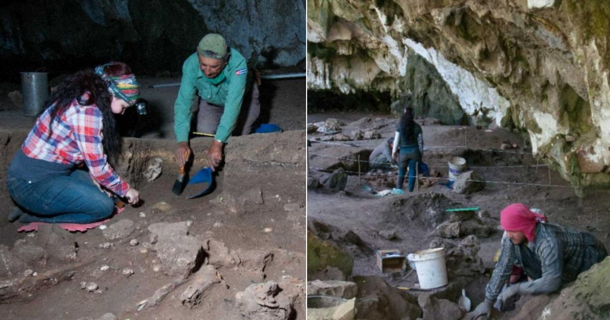 Arqueólogos en la cueva de La Guinea, en Sancti Spíritus © Escambray / Elio Miranda Quintana