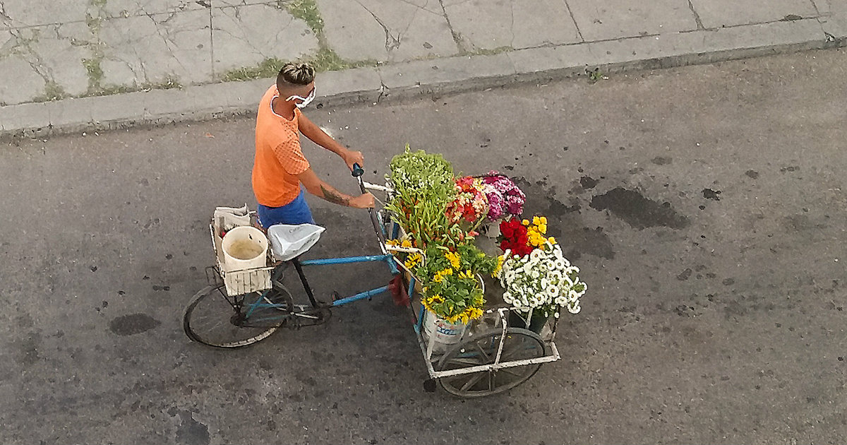Vendedor de flores en Cuba en tiempos de coronavirus © CiberCuba