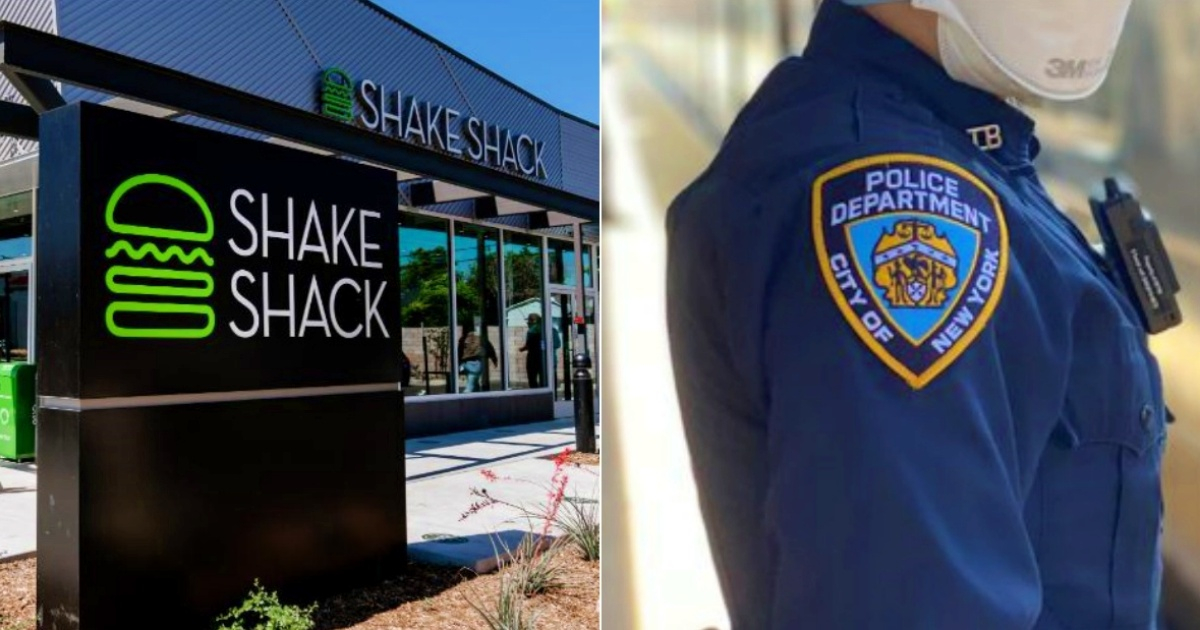 Restaurante Shake Shack y policía de Nueva York (Imágenes referenciales) © Twitter / Shake Shack - PDNYC