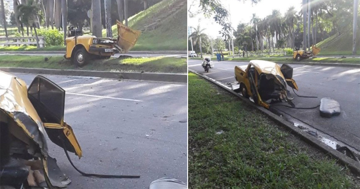 Accidente en Boyeros © Facebook / Moskvich de Cuba / Mario Michel Larraondo