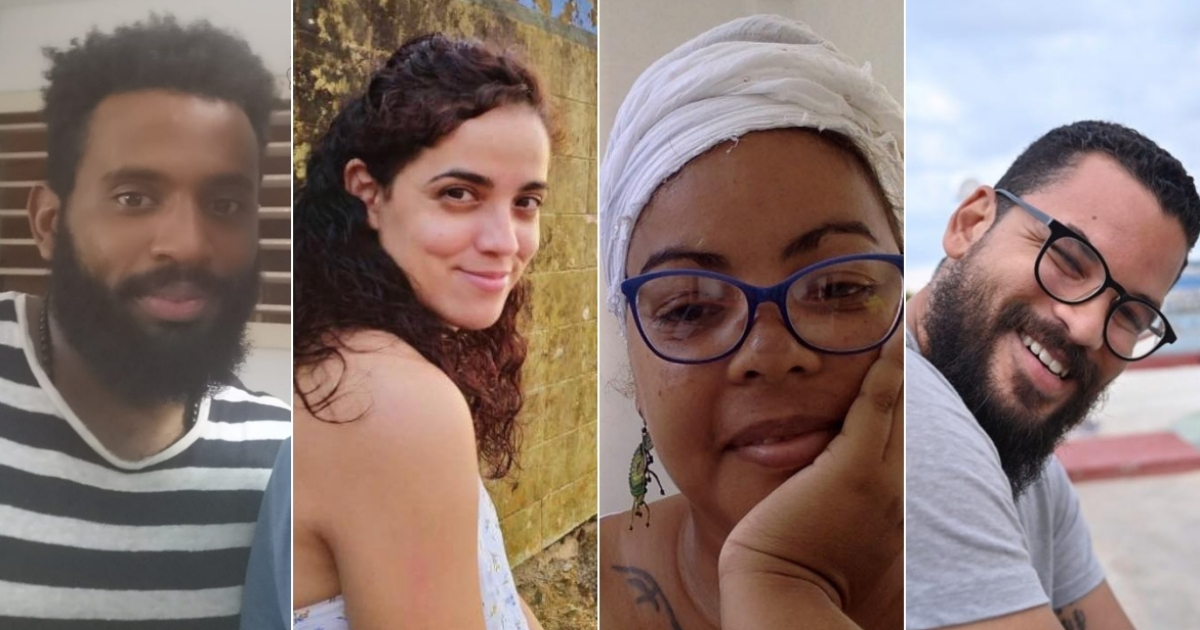 Abraham Jiménez, Mónica Baró, María Matienzo y Ariel Maceo, periodistas reprimidos en Cuba. © Collage con Facebook de los periodistas