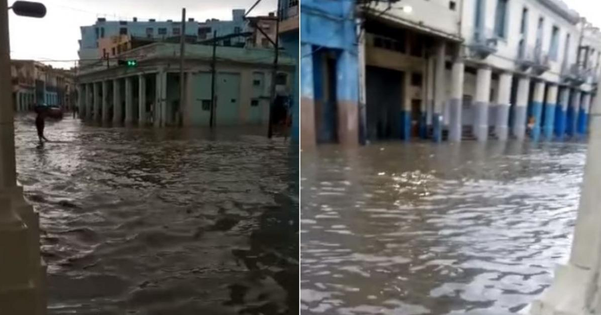 Inundaciones en las calles aledañas al mercado Cuatro Caminos © Ariel Díaz/ Facebook
