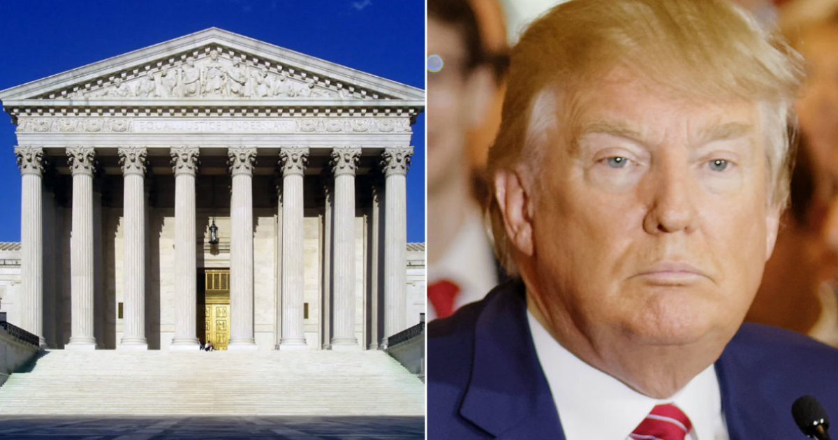 Edificio de la Corte Suprema en Washington (i) y Donald Trump (d) © Collage Wikipedia - Wikimedia