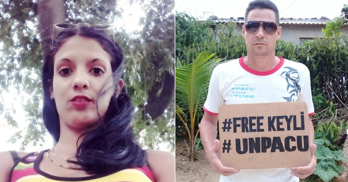 Keilylli de La Mora y miembro de UNPACU que pide su liberación. © Collage con facebook de Keilylli de La Mora y de Vladimir Martin