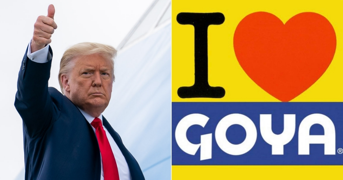 Donald Trump e imagen de apoyo a Goya. © Collage con Flickr / The White House - Tia Dufour y Facebook / Manuel Milanés