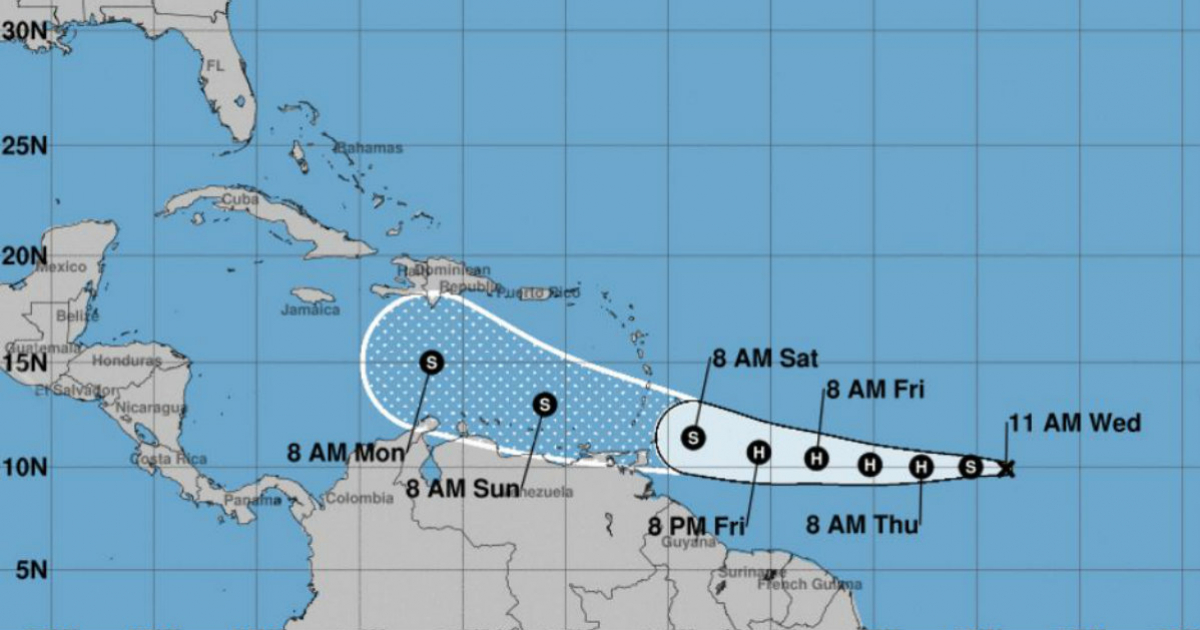 Pronóstico de movimiento de la tormenta tropical Gonzalo © NOAA