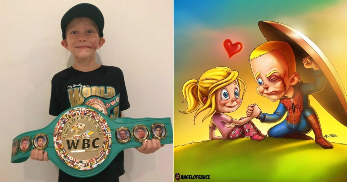 Bridger Walker, de seis años de edad, con el cinturón de la WBC © Instagram / nicolenoelwalker