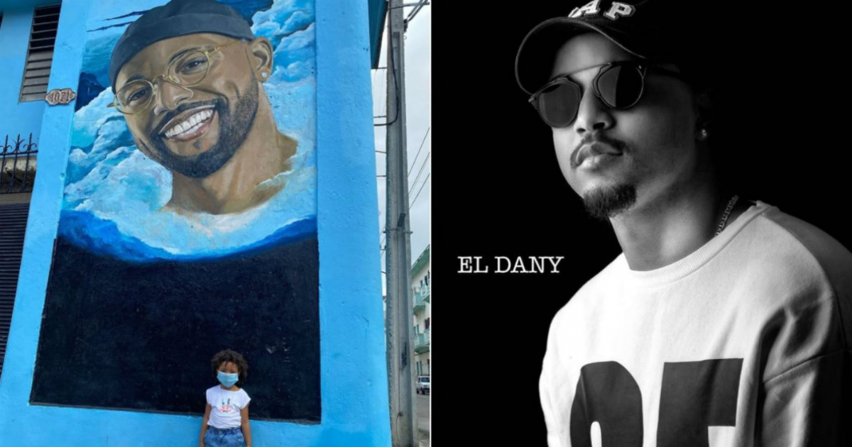 Daniela, la hija de El Dany junto a un mural sobre su papá (i) y El Dany (d) © Collage Instagram/
