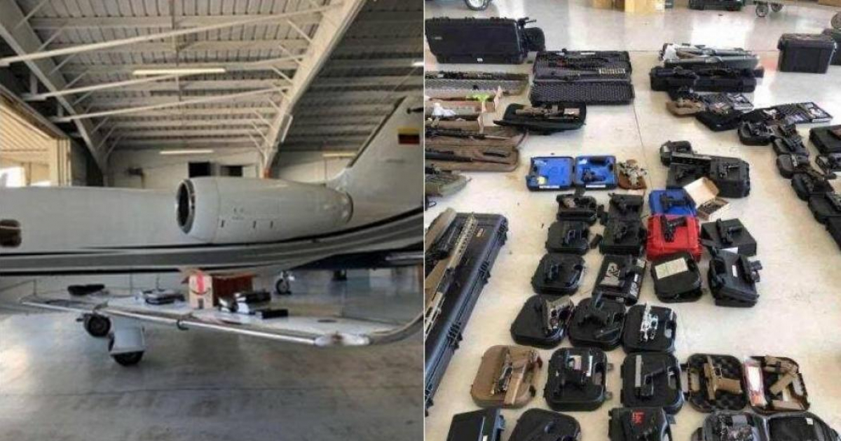 Avión y armas incautadas por autoridades estadounidenses en Florida. © La Fuente/ Twitter