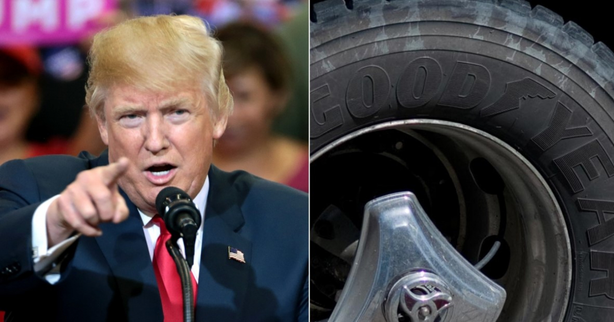 Donald Trump (i) y Llantas de la marca GoodYear (d) © 