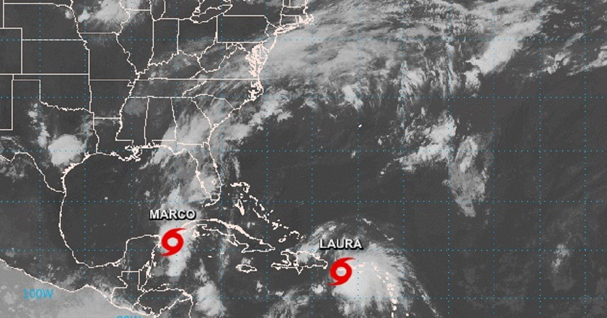 Las tormentas Laura y Marco amenazan ambos extremos del archipiélago cubano. © NOAA