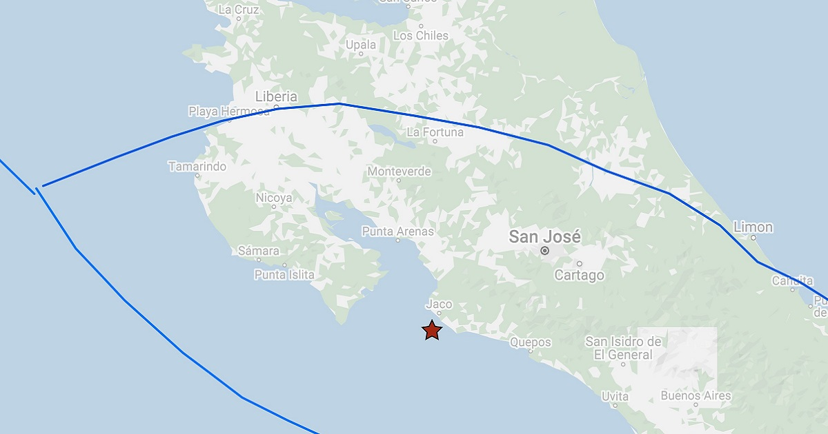 Sismo en Costa Rica. © Twitter / Sismo Alerta Mexicana