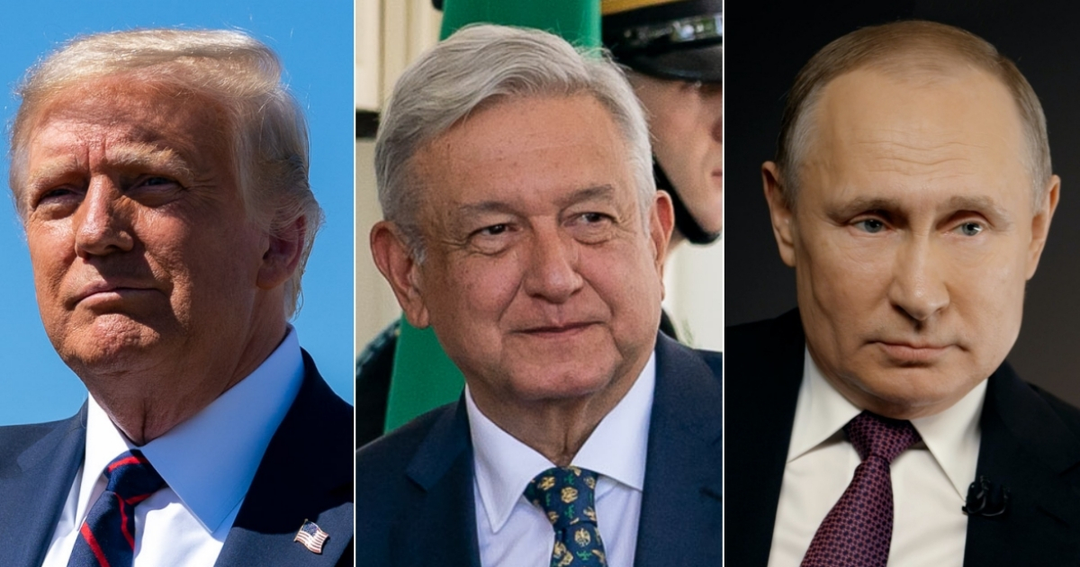 Donald Trump, López Obrador y Vladimir Putin. (imágenes de referencia) © Collage con Flickr de The White House y Wikimedia Commons