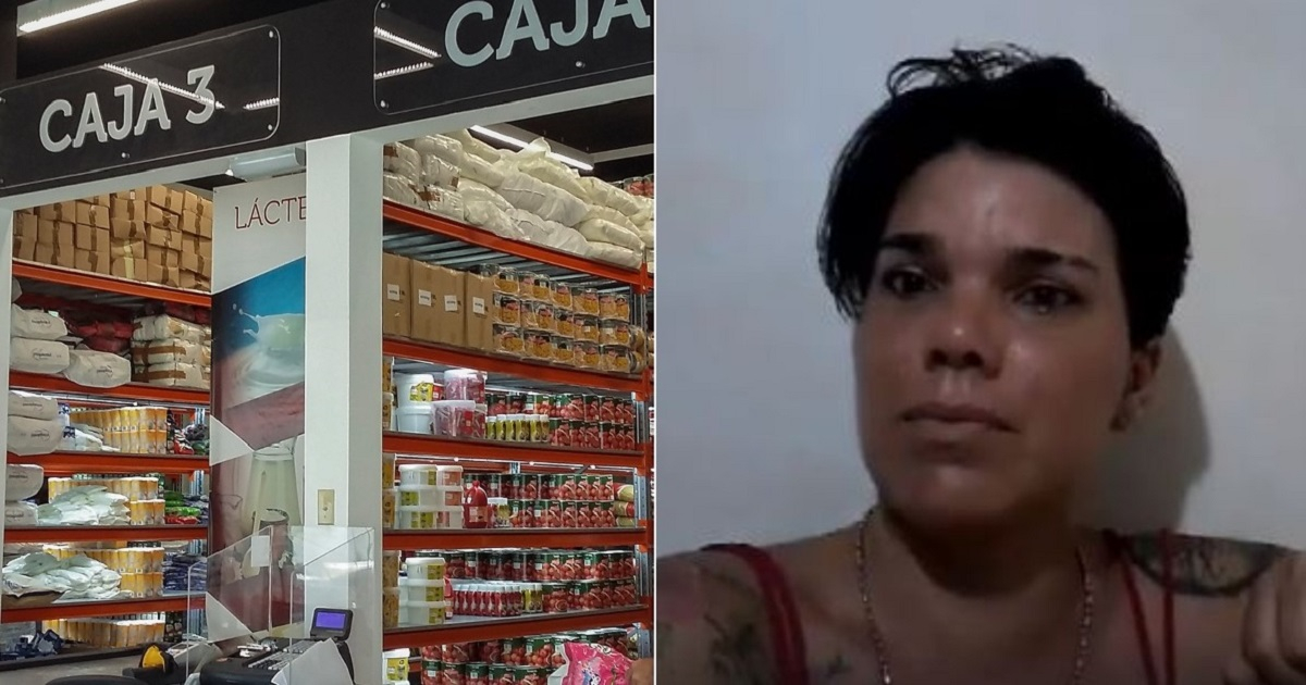 Productos en la tienda Zona+ y la actriz Madai Fradaga. © CiberCuba / captura de video en Facebook de Madai Fradaga