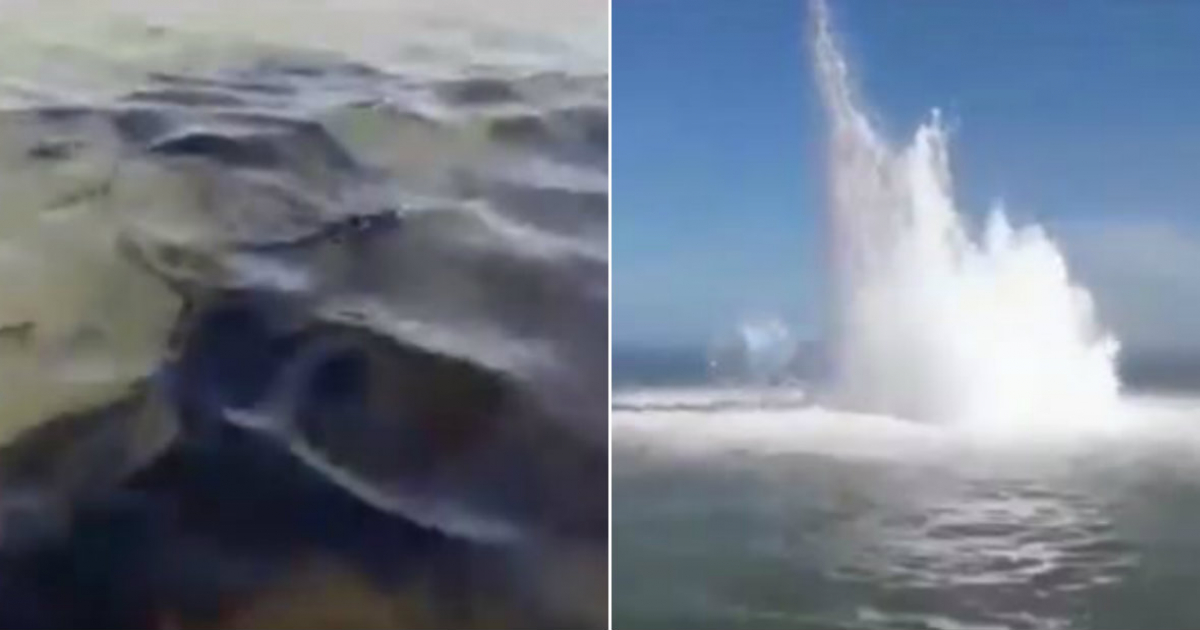 Derrame del petróleo en el mar (i) Gran burbujeo del agua que preocupa a los pescadores (d) © Collage Twitter