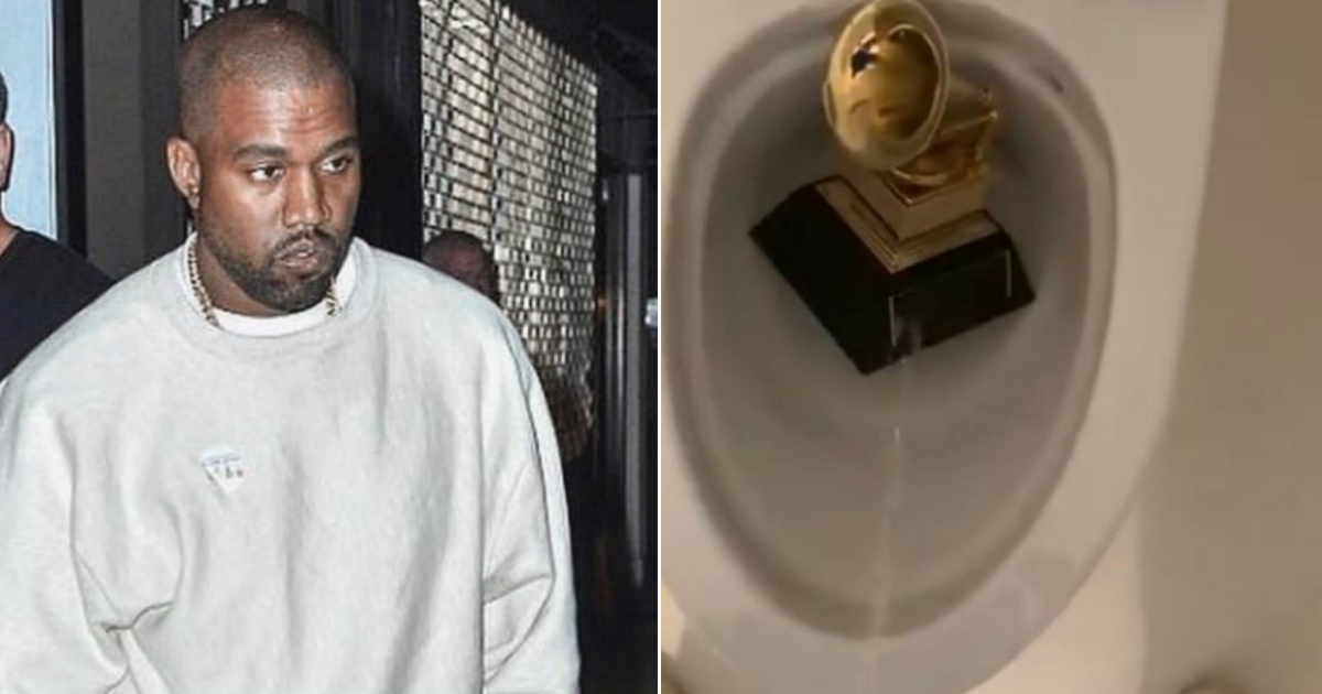 Kanye West se orina sobre uno de sus 21 Grammys © Instagram / Kim Kardashian, Twitter / Kanye West
