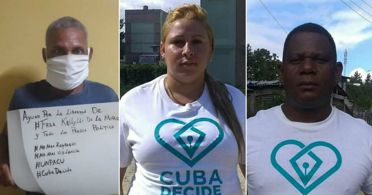 Los tres activistas de la UNPACU arrestados en Santiago de Cuba © Collage Facebook/Miraida Martín Calderin