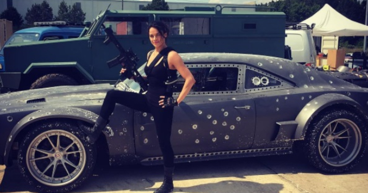 Michelle Rodríguez durante una de las escenas de 'Fast & Furious 8' © Instagram / Michelle Rodríguez
