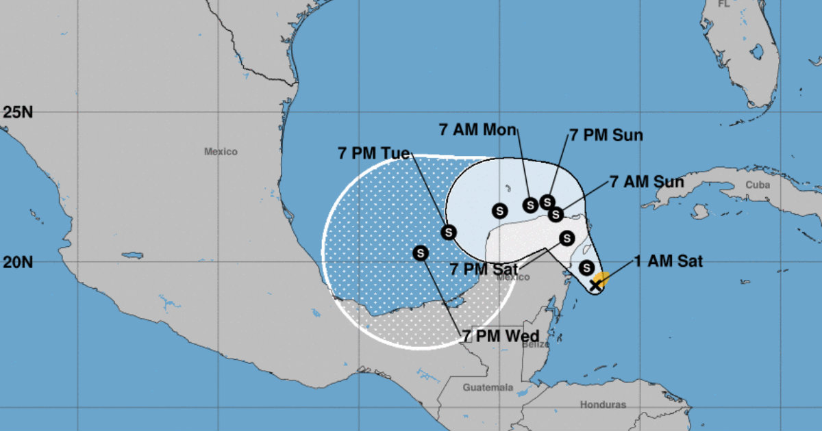 Tormenta tropical Gamma dejará lluvias en Yucatán, occidente de Cuba y varios estados de México. © NHC