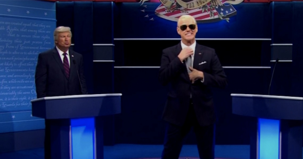 Los actores Alec Baldwin y Jim Carrey interpretan el debate Trump / Biden © Captura de pantalla del show SNL