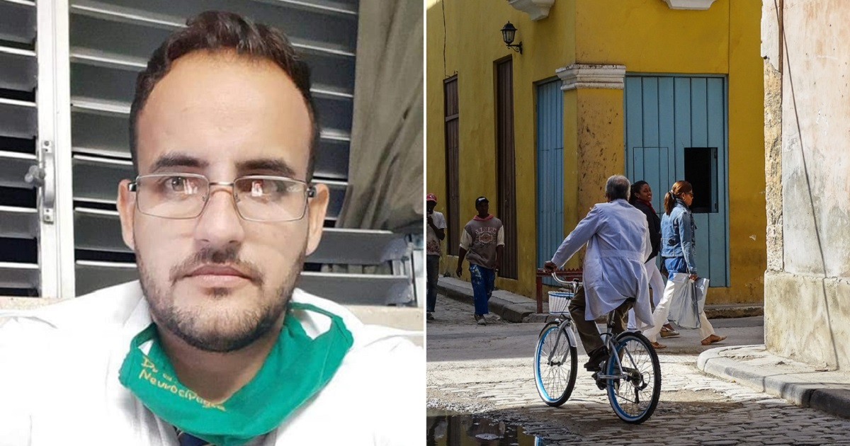 Alexander Pupo Casas y un médico transportándose en bicicleta en La Habana. © Facebook / Alexander Raúl Pupo Casas / CiberCuba