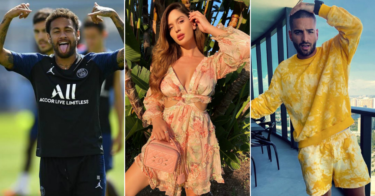 Neymar Jr, Natalia Barulich y Maluma © Instagram / Neymar Jr, Natalia Barulich y Maluma