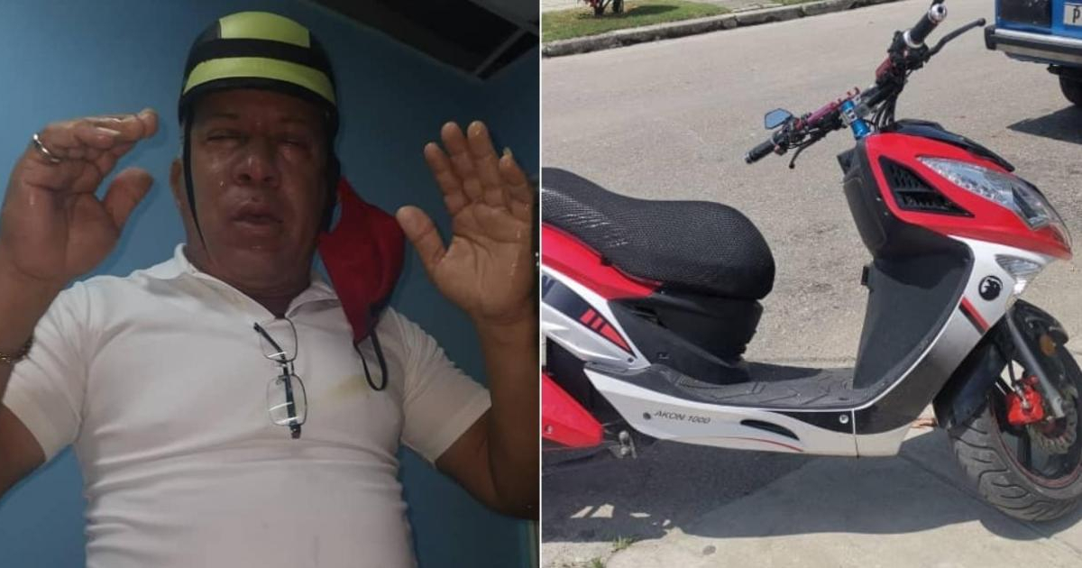 Víctima del robo y la moto robada © Ahmed Pérez Prieto/ Facebook