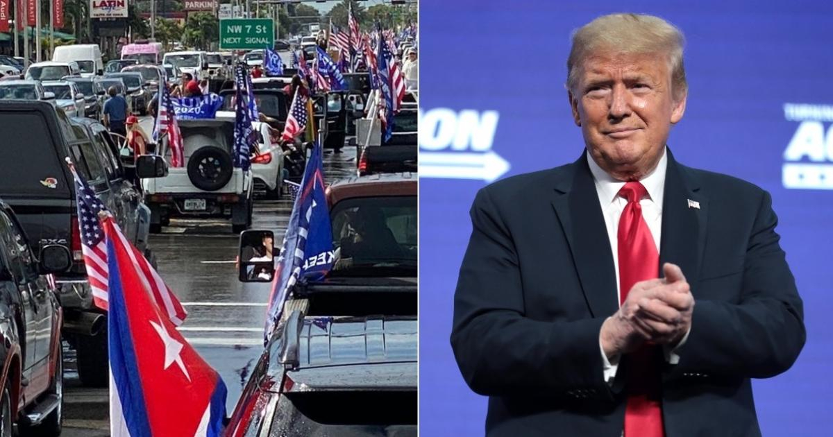 Caravana con banderas y Donald Trump © Instagram/ Donald Trump y Flickr/ Gage Skidmore