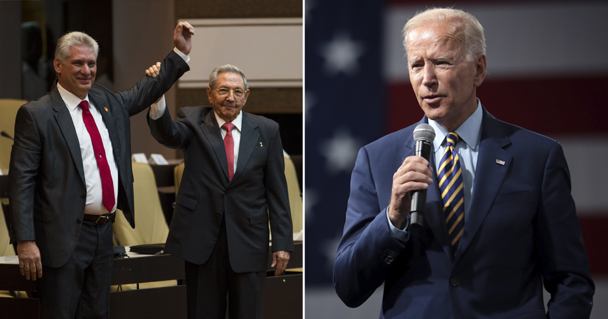 Miguel Díaz-Canel y Raúl Castro/Joe Biden © Cubadebate/Wikimedia Commons